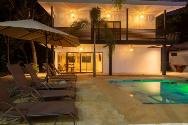 Pool view at night