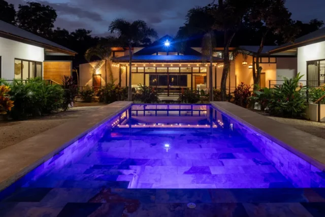 Pool view at night