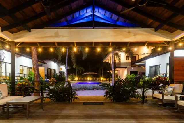 Pool view at night