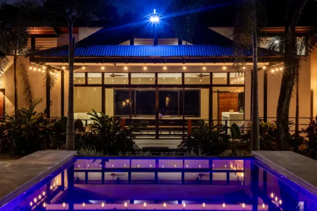 Pool view at night