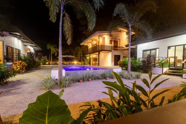 Pool view at night